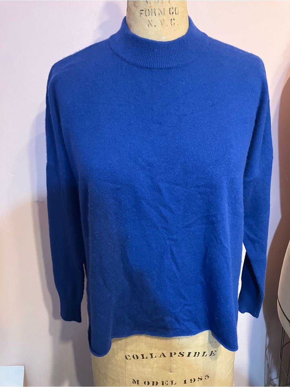 Demylee royal blue cashmere Mock Neck Pullover Sweater
